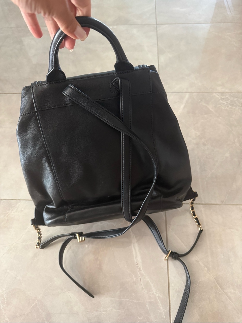 Tory Burch Quilted Lambskin Leather Backpack Black - Picture 4 of 9